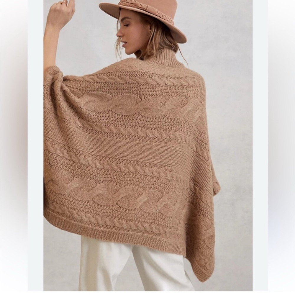 Anthropologie Rosamund -Cable Knit Poncho Sweater Size XS/S - Picture 3 of 10
